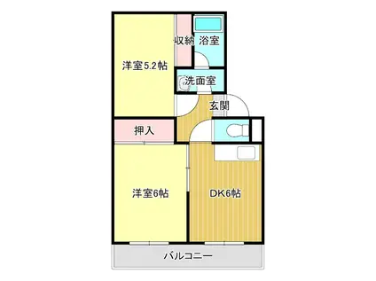 コーポ・リバティ―W(2DK/2階)の間取り写真