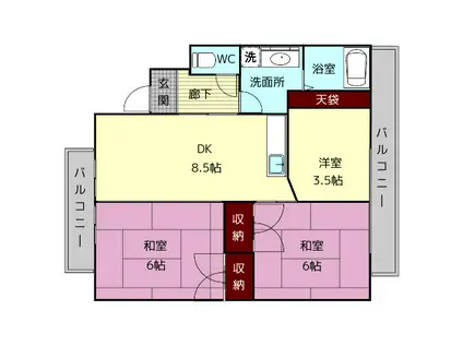第2サンコウハイツ(3LDK/3階)の間取り写真