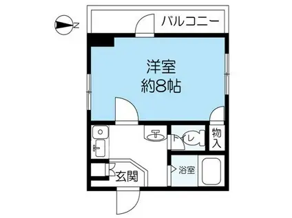 ハピネス武庫之荘西(1K/2階)の間取り写真