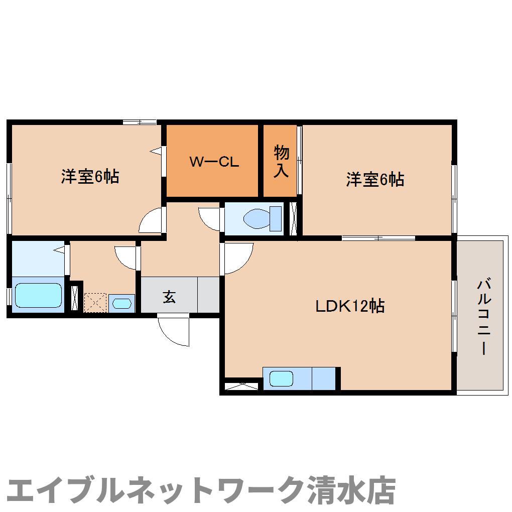 フォーエバー八坂A(2LDK/3階)の間取り写真
