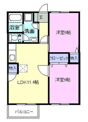 エルデムZEN A棟(2LDK/2階)の間取り写真