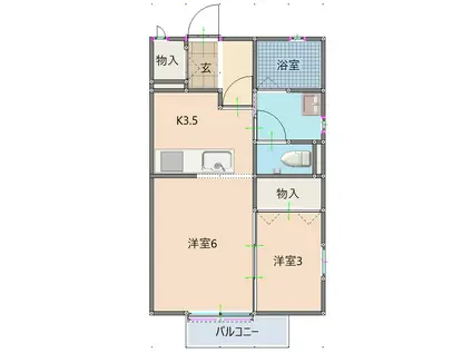 ADESSO B棟(1SK/1階)の間取り写真