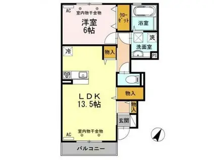 D-ROOM小矢部(1LDK/1階)の間取り写真