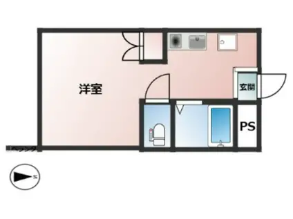 姫西ハイツ(ワンルーム/2階)の間取り写真