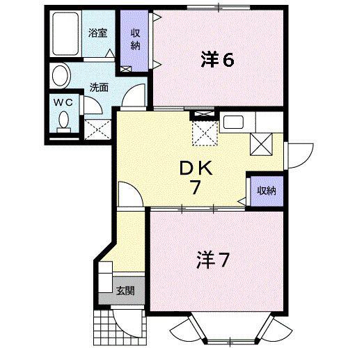 サンヒルズ大谷I(2DK/1階)の間取り写真