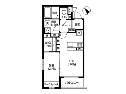 グランドアーケイディア(1LDK/2階)の間取り写真