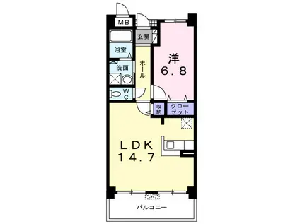ザ・ウィングS(1LDK/2階)の間取り写真