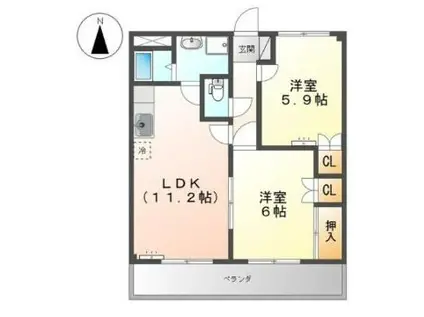 コンフォールパレス(2LDK/3階)の間取り写真