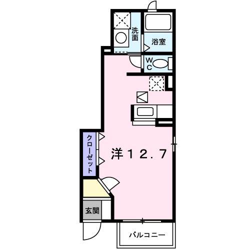 ノーブル郷東A(ワンルーム/1階)の間取り写真