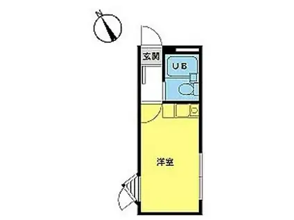 スカイピア旗の台(1K/2階)の間取り写真