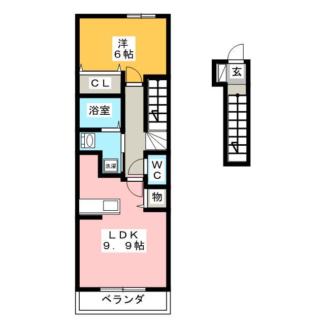 クロス マウンテン(1LDK/2階)の間取り写真