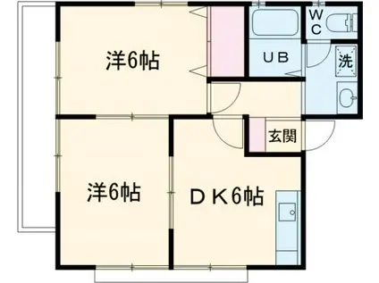 宝来ハイツII(2DK/2階)の間取り写真