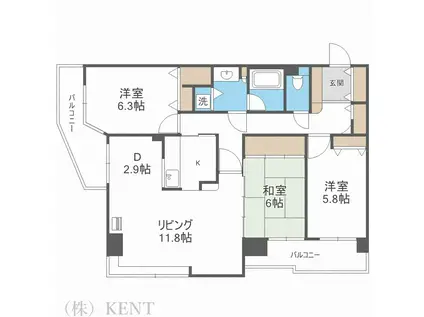 ライオンズマンション裏参道第2(3LDK/3階)の間取り写真
