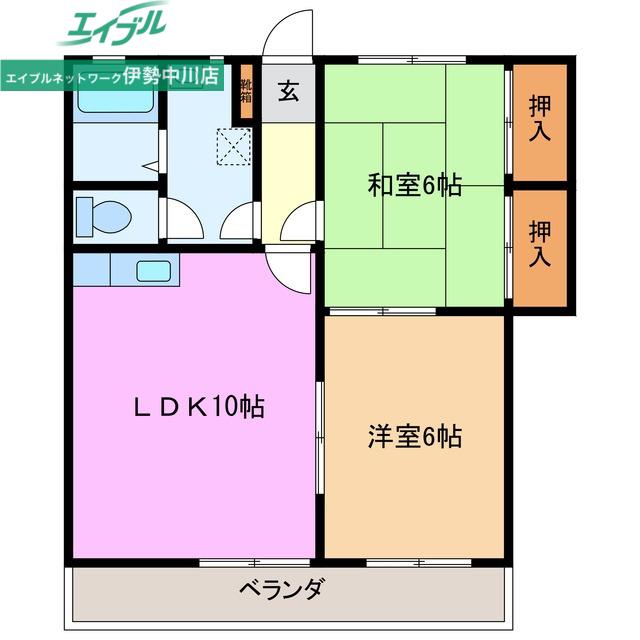 アーバンヒルズB棟(2LDK/1階)の間取り写真