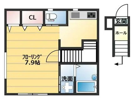 リベラーレ(ワンルーム/2階)の間取り写真