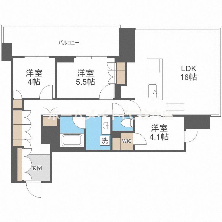 RJR堺筋本町タワー(3LDK/11階)の間取り写真