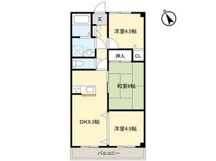 プライムガーデン(3DK/3階)の間取り写真