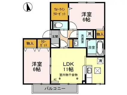 プレアデスコート C(2LDK/1階)の間取り写真