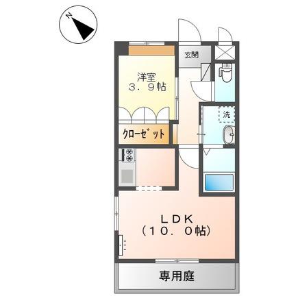 カレント中央(1LDK/1階)の間取り写真