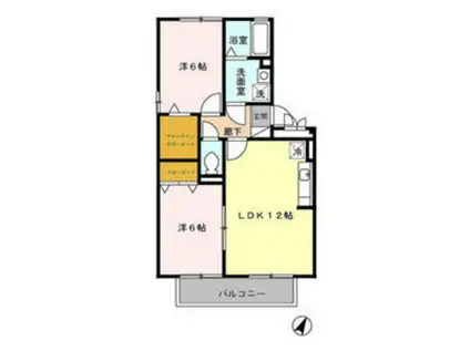 グリーンヒルミチホ(2LDK/3階)の間取り写真