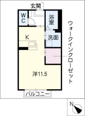 ETERNITY II(ワンルーム/2階)の間取り写真