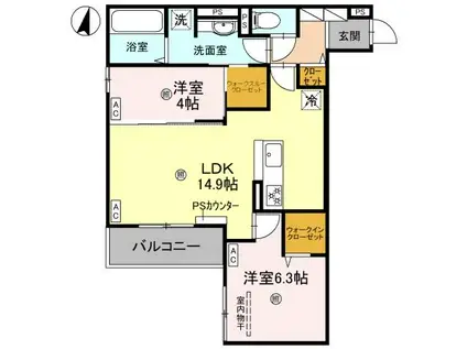 CASA MUKAINO(2LDK/2階)の間取り写真