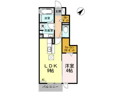 VILLAGE黒坂(1LDK/1階)の間取り写真