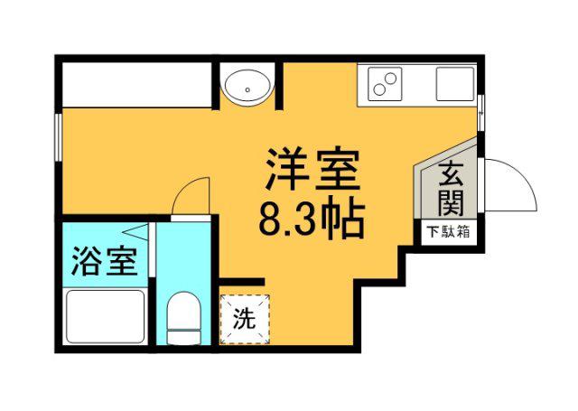 ポルトボヌール府中弐番館(ワンルーム/1階)の間取り写真