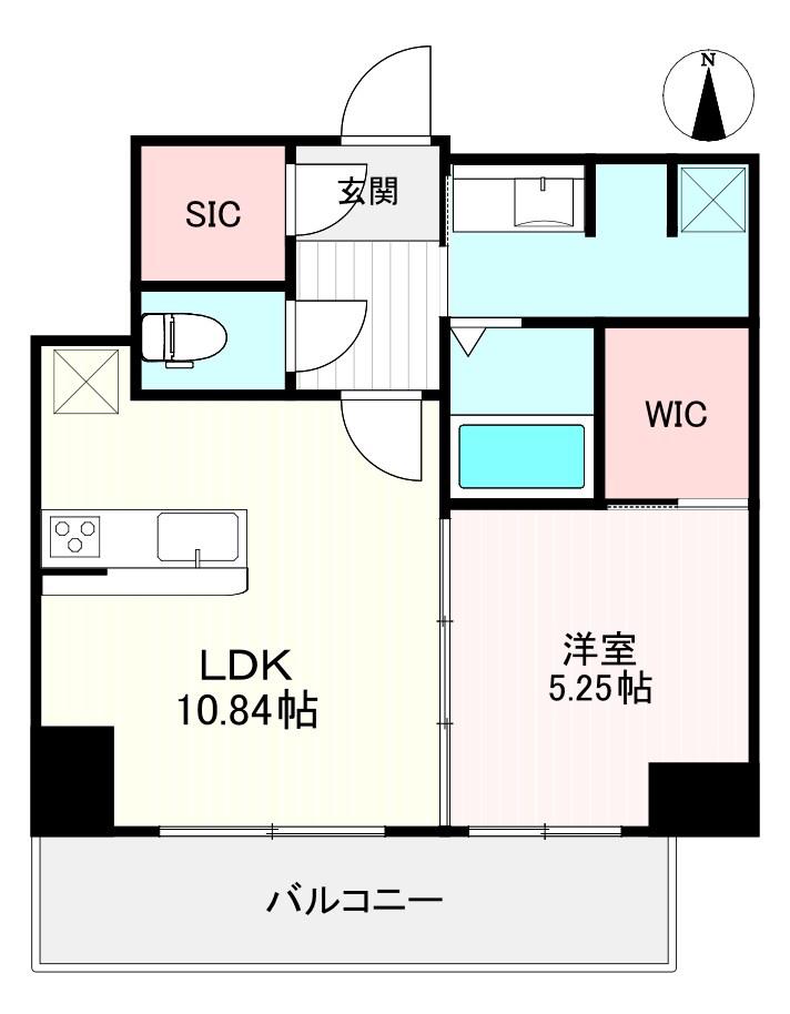 CREST西新(1LDK/12階)の間取り写真