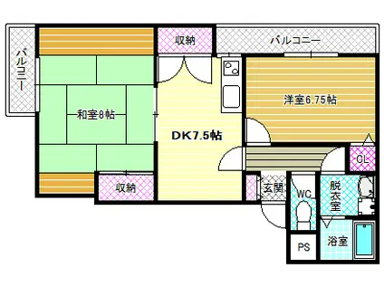 メゾンドール桑野(2DK/4階)の間取り写真