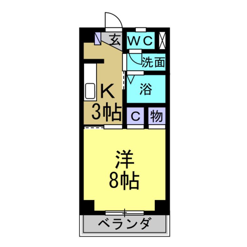 プリムヴェール(1K/1階)の間取り写真