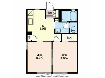 リラ・タカダ(2DK/1階)の間取り写真