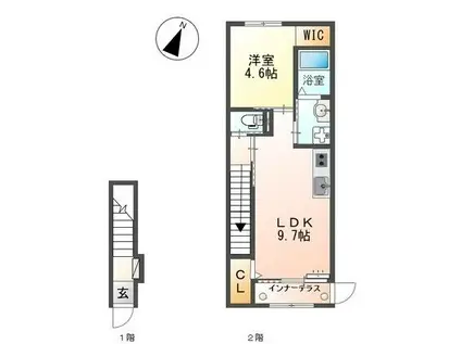 ダイアモンド ムーン(1LDK/2階)の間取り写真