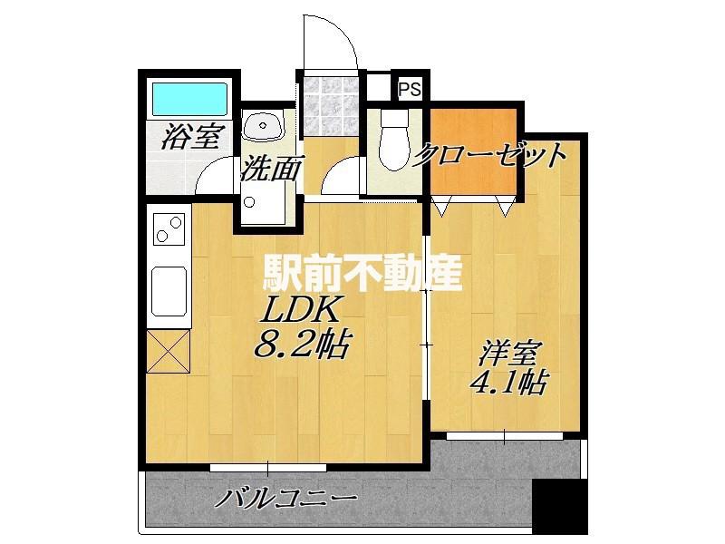 ビュークレスト佐賀駅前(1LDK/2階)の間取り写真