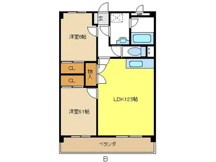 レージュフェイマス(2LDK/1階)の間取り写真