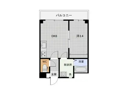 コンフォールS(1DK/4階)の間取り写真