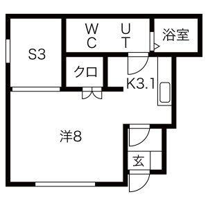 レジェルマン三本柳(1SK/1階)の間取り写真