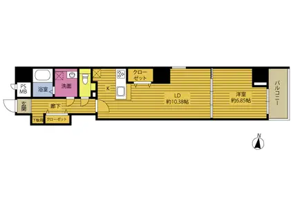 エレグランス府内(1LDK/7階)の間取り写真