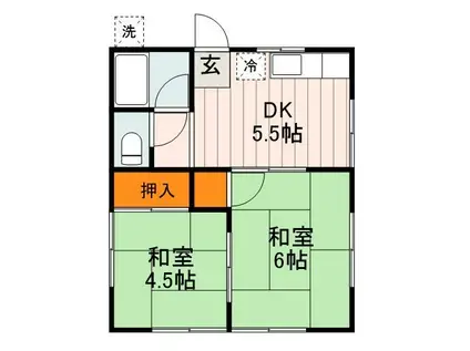 さつき荘(2DK/2階)の間取り写真