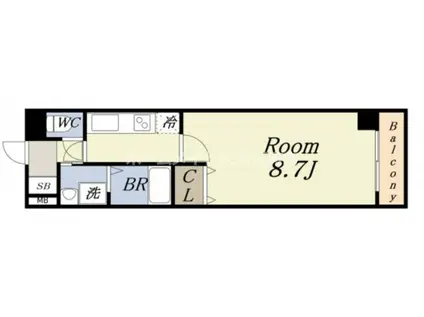 ヴォー・リバージュ境川(1K/4階)の間取り写真