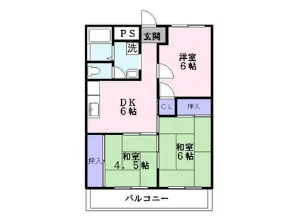 エスポR戸賀(3DK/3階)の間取り写真