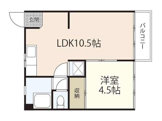 みさきマンション(1LDK/2階)の間取り写真