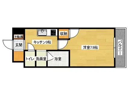 シャルマン財官III(1K/4階)の間取り写真