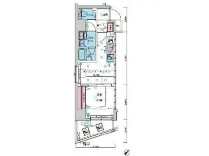 ジェノヴィア水天宮前IIスカイガーデン(1DK/4階)の間取り写真