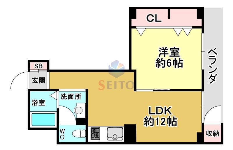 パルムハウス曽根(1LDK/2階)の間取り写真
