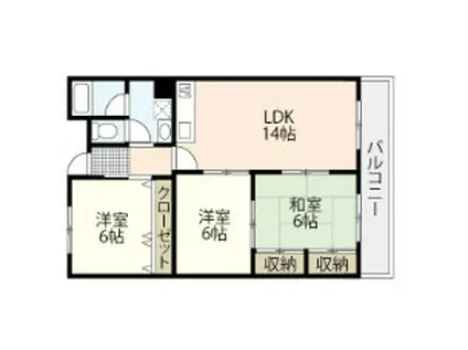 インペリアルハイツ今(3LDK/4階)の間取り写真