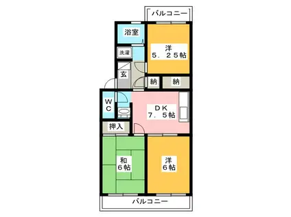 ルネッサンス小手指Ⅱ(3DK/2階)の間取り写真