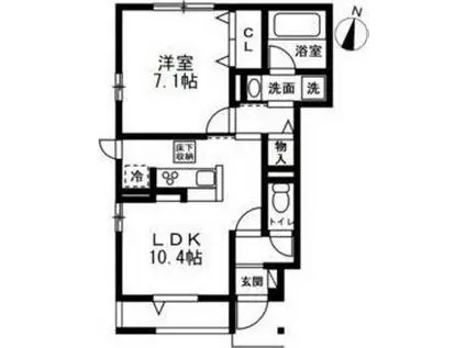 パークガーデン石神井公園(1LDK/1階)の間取り写真