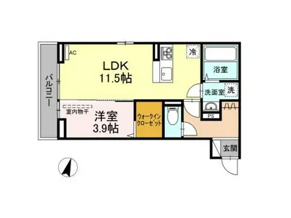 ビバル上近江(1LDK/2階)の間取り写真