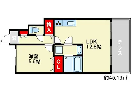 ボヌール・メゾン(1LDK/1階)の間取り写真